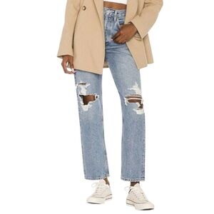 Agolde 90s Mid Rise Loose Fit Distressed Jeans